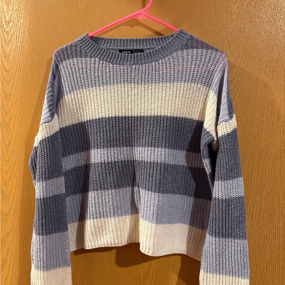 Striped Gray and Cream Sweater